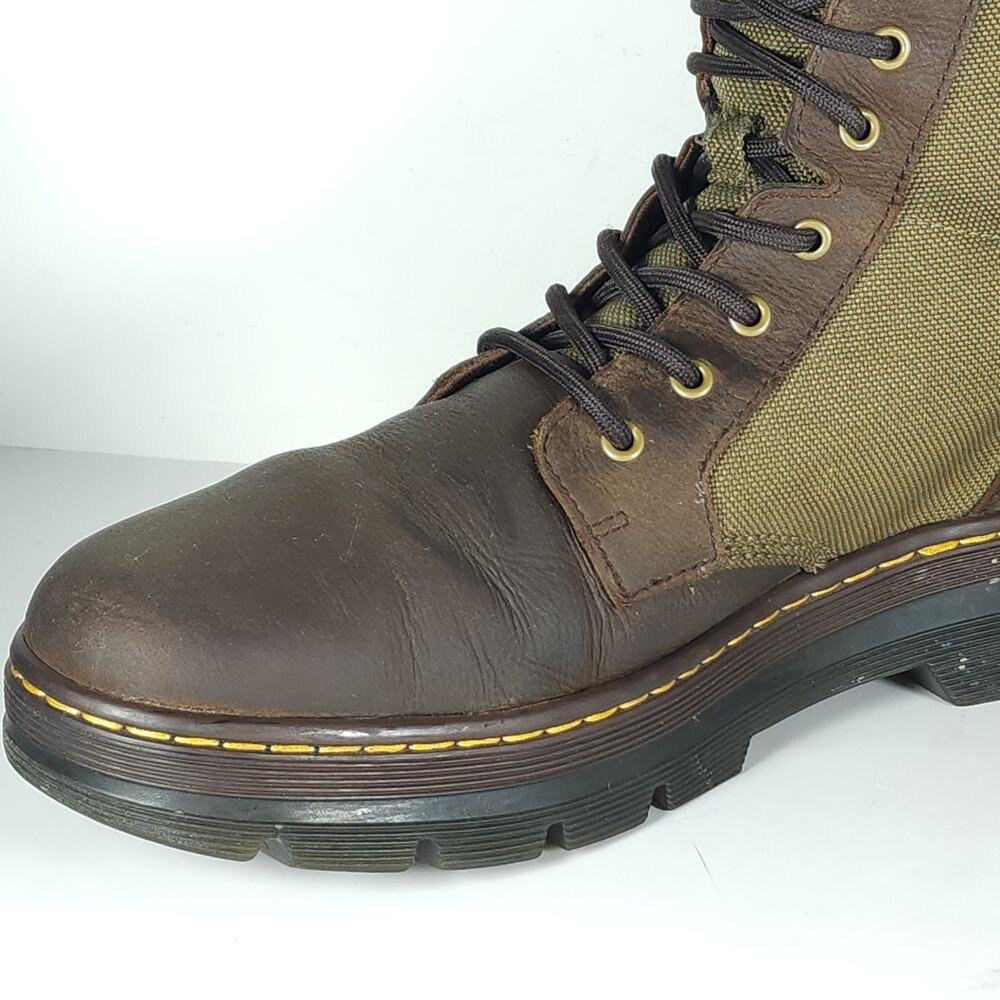 Dr. Martens Combs II Men's US11 Brown Leather Canvas Lace-Up Combat Boots - Picture 14 of 14